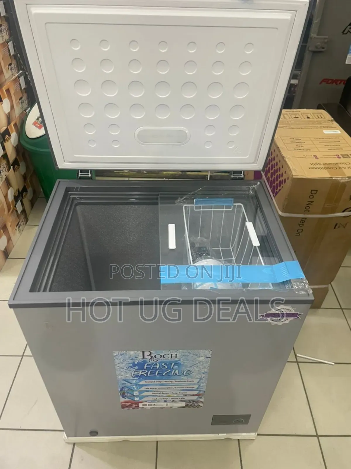 Roch 200 Litres Defrost Deep / Chest Freezer - Silver/Grey