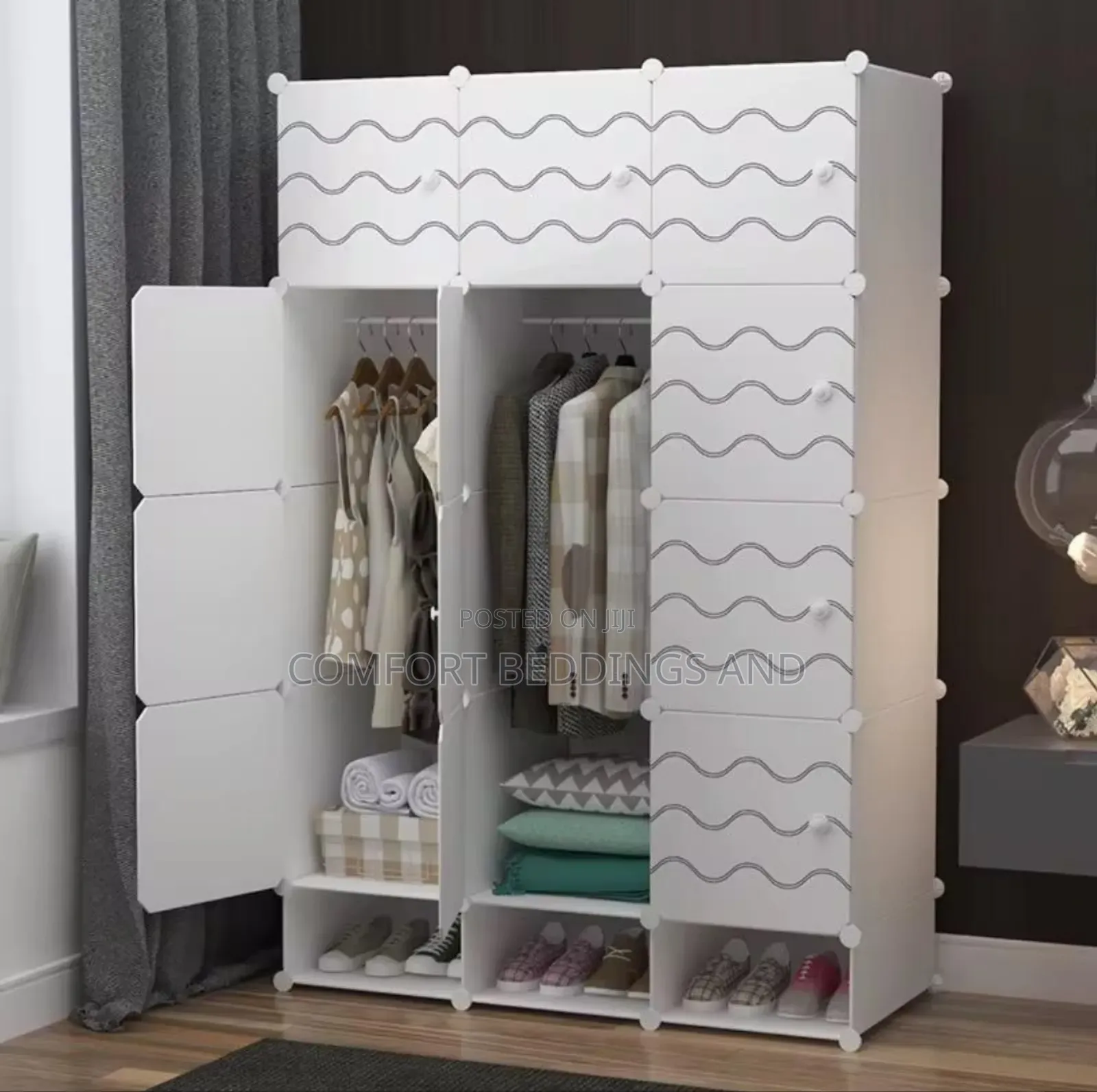Three Column Plastic Closet White