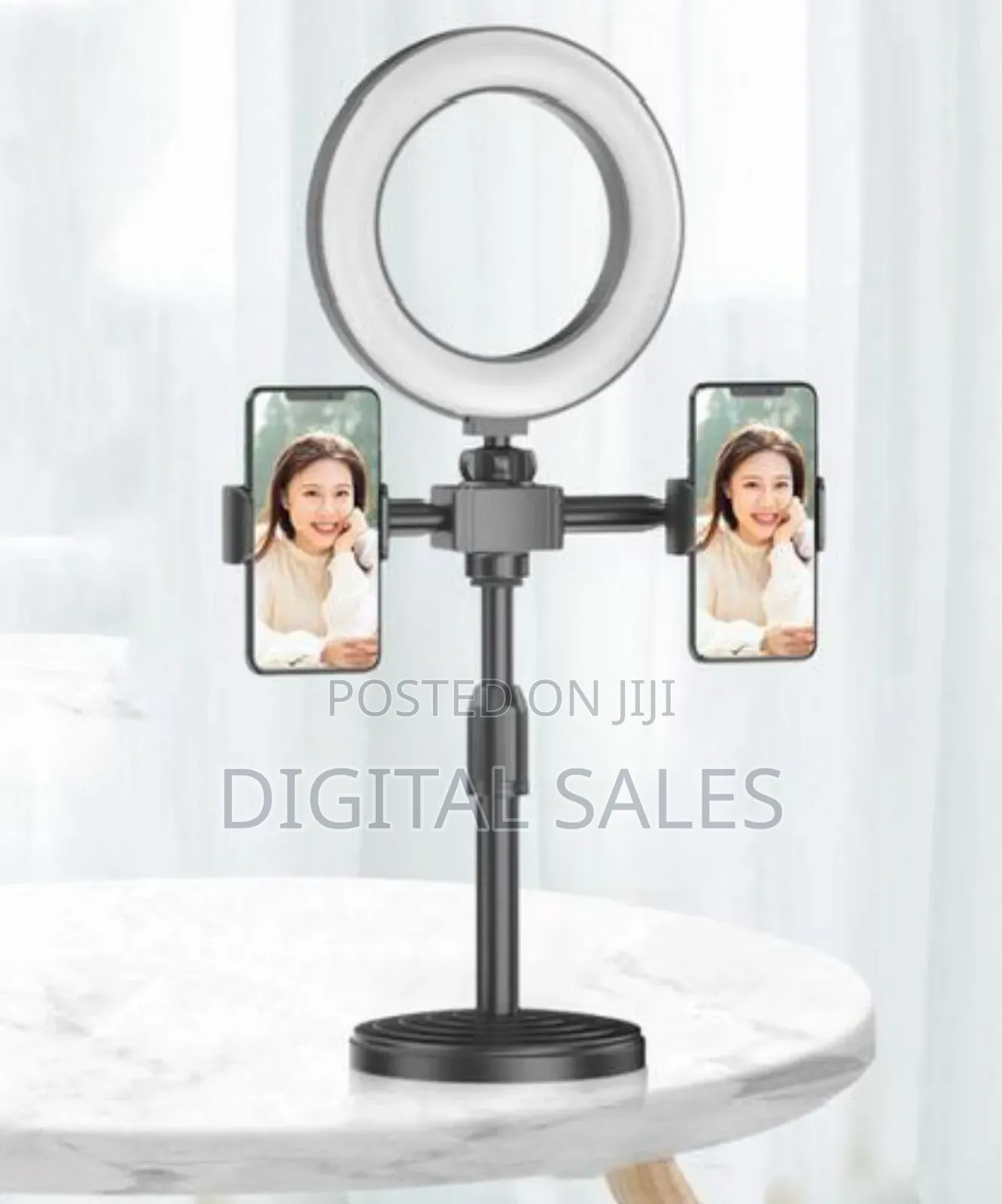 6-Inch Video Light Led Ring Fill Light Stand 2 Phone Clamps