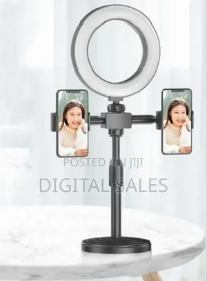 6-Inch Video Light Led Ring Fill Light Stand 2 Phone Clamps