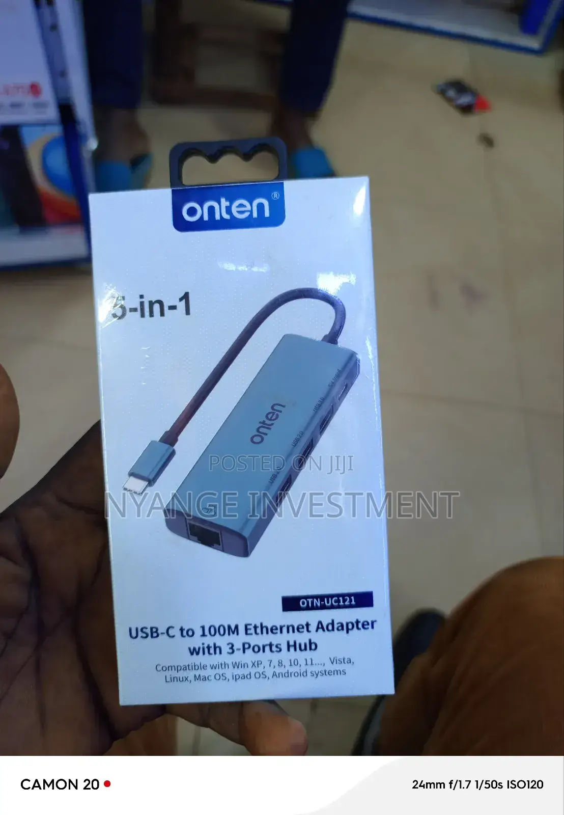 Usb-C-100m Ethernet Adapter With 3 Ports Hub