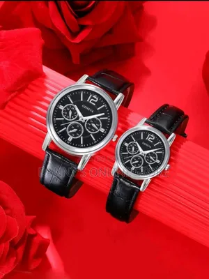 Photo - Couple Watches 2pcs/Set Couple's Black Leather Strap Casual