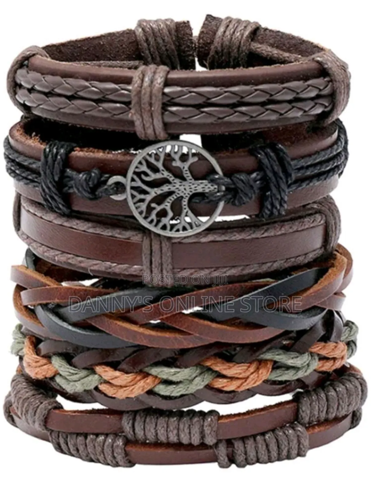 6pcs Vintage Handmade Braided Leather Bracelets