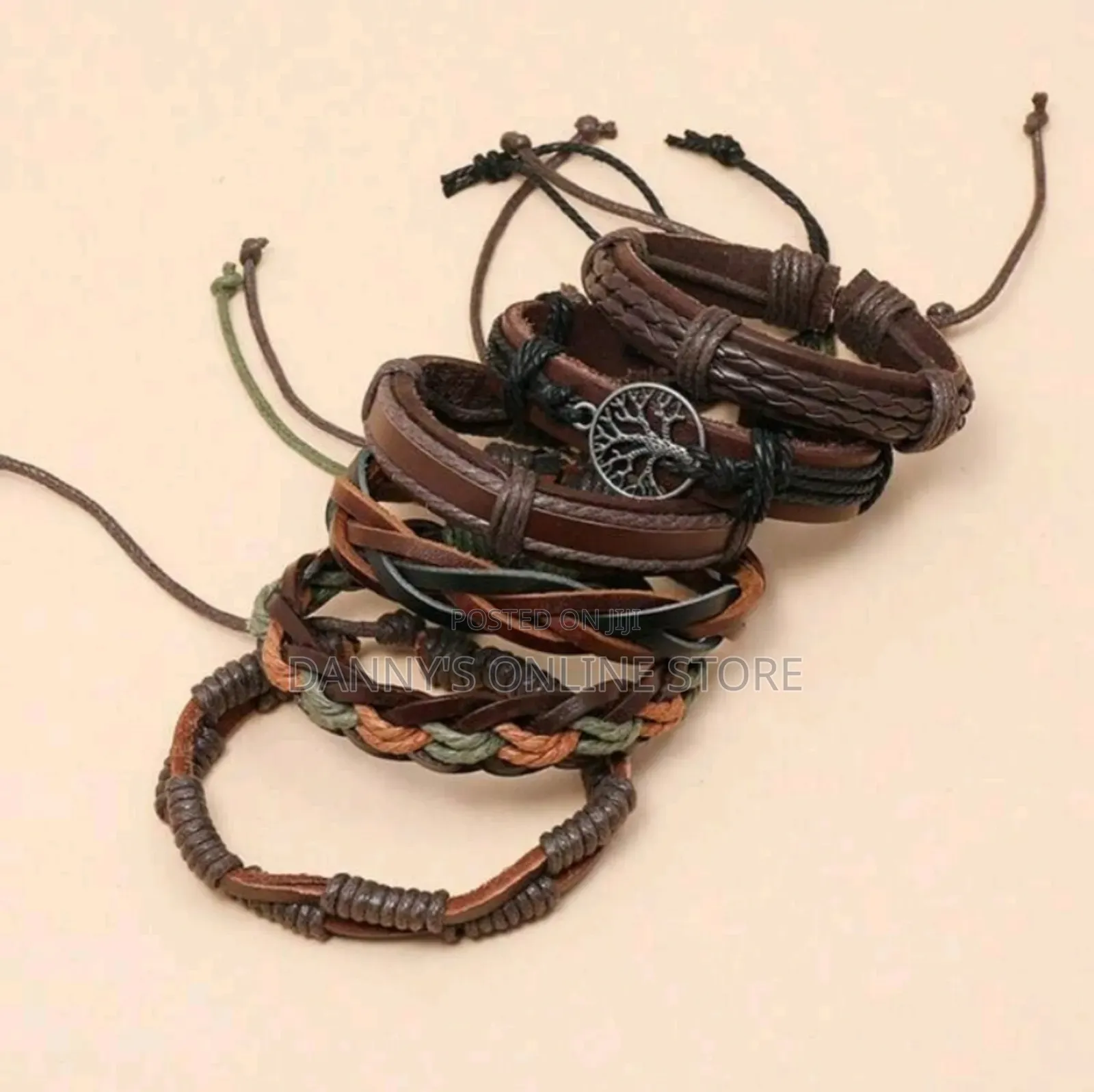 6pcs Vintage Handmade Braided Leather Bracelets