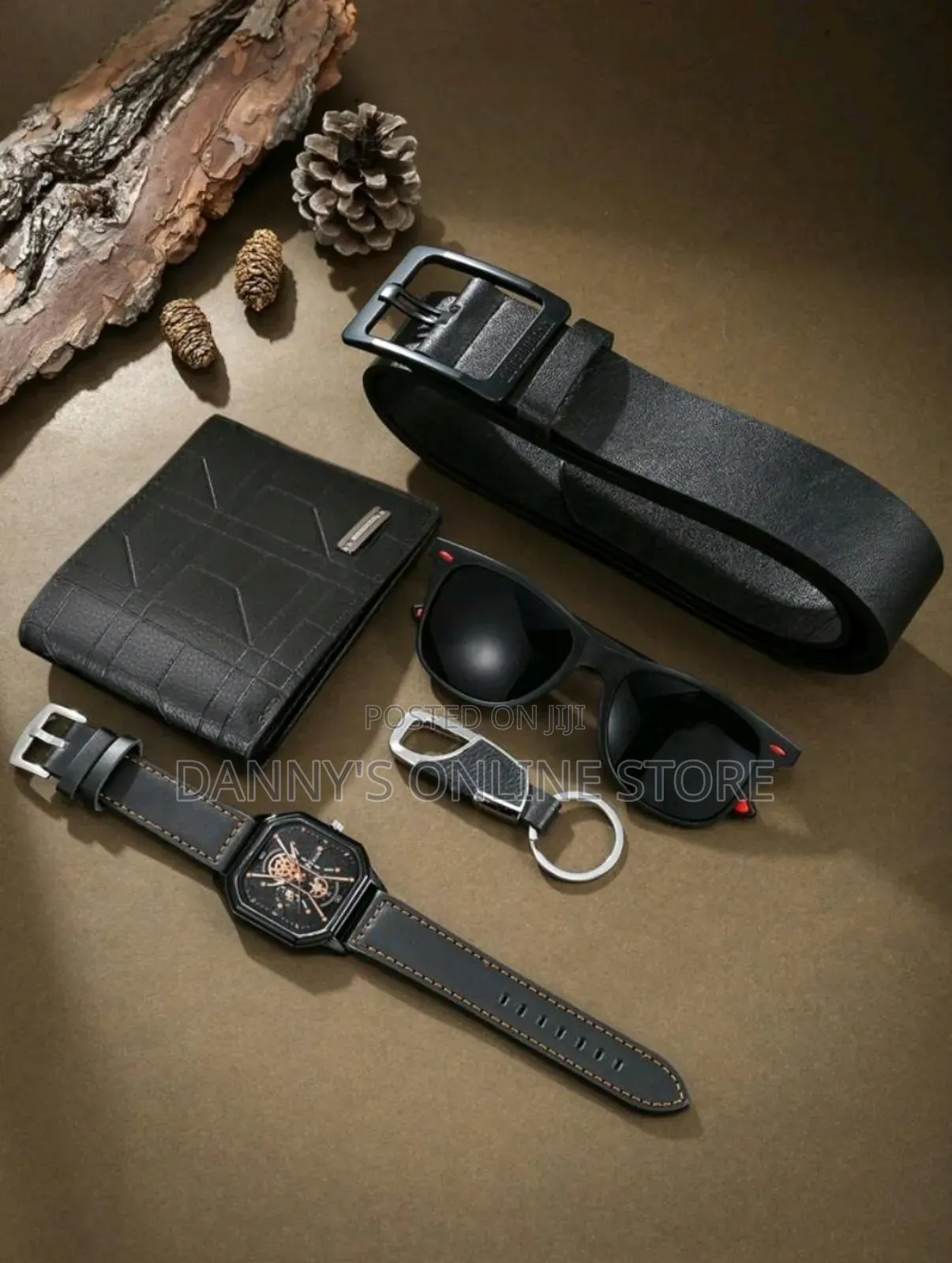 5-Piece Men's Fashion Casual Set: Quartz Watch, Wallet, Belt