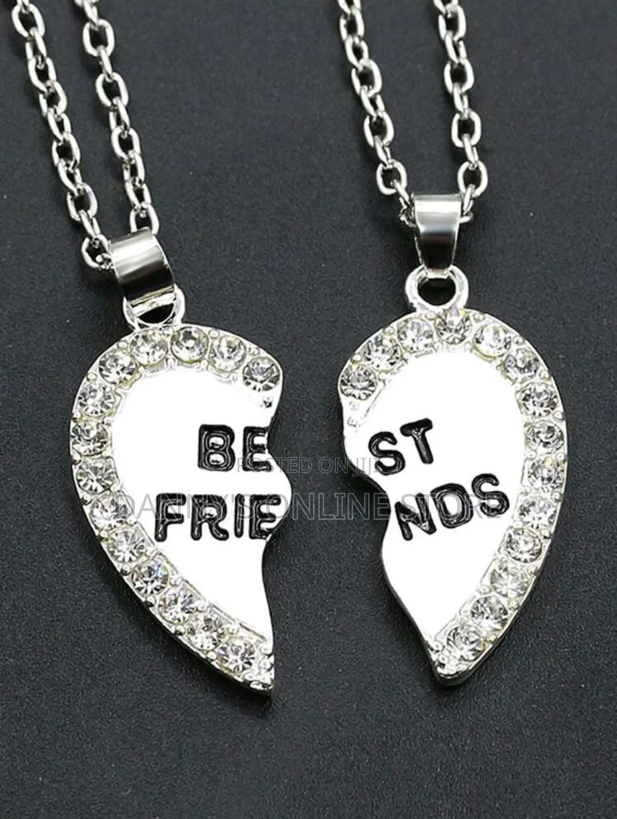 2pcs Fashionable Heart Shaped Best Friend Pendant Necklace