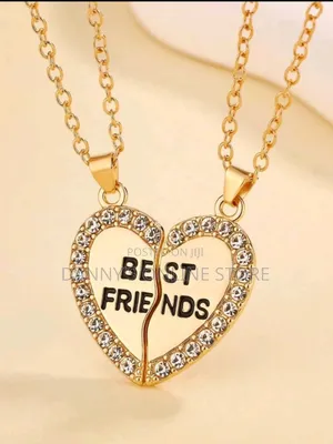 2pcs Fashionable Heart Shaped Best Friend Pendant Necklace