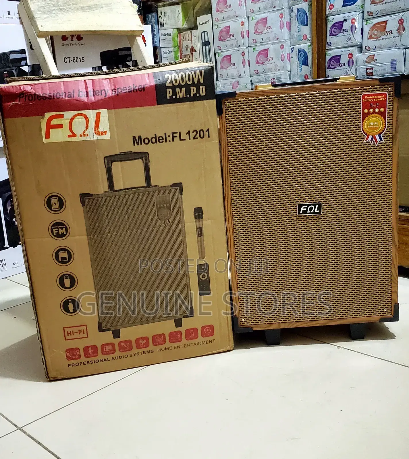 12 Inches Fol Rechargeable Speaker With a Free Microphone.