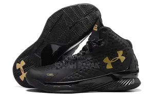 Black/Gold Under Armour Stephy Curry 1 Basketball Sneaker