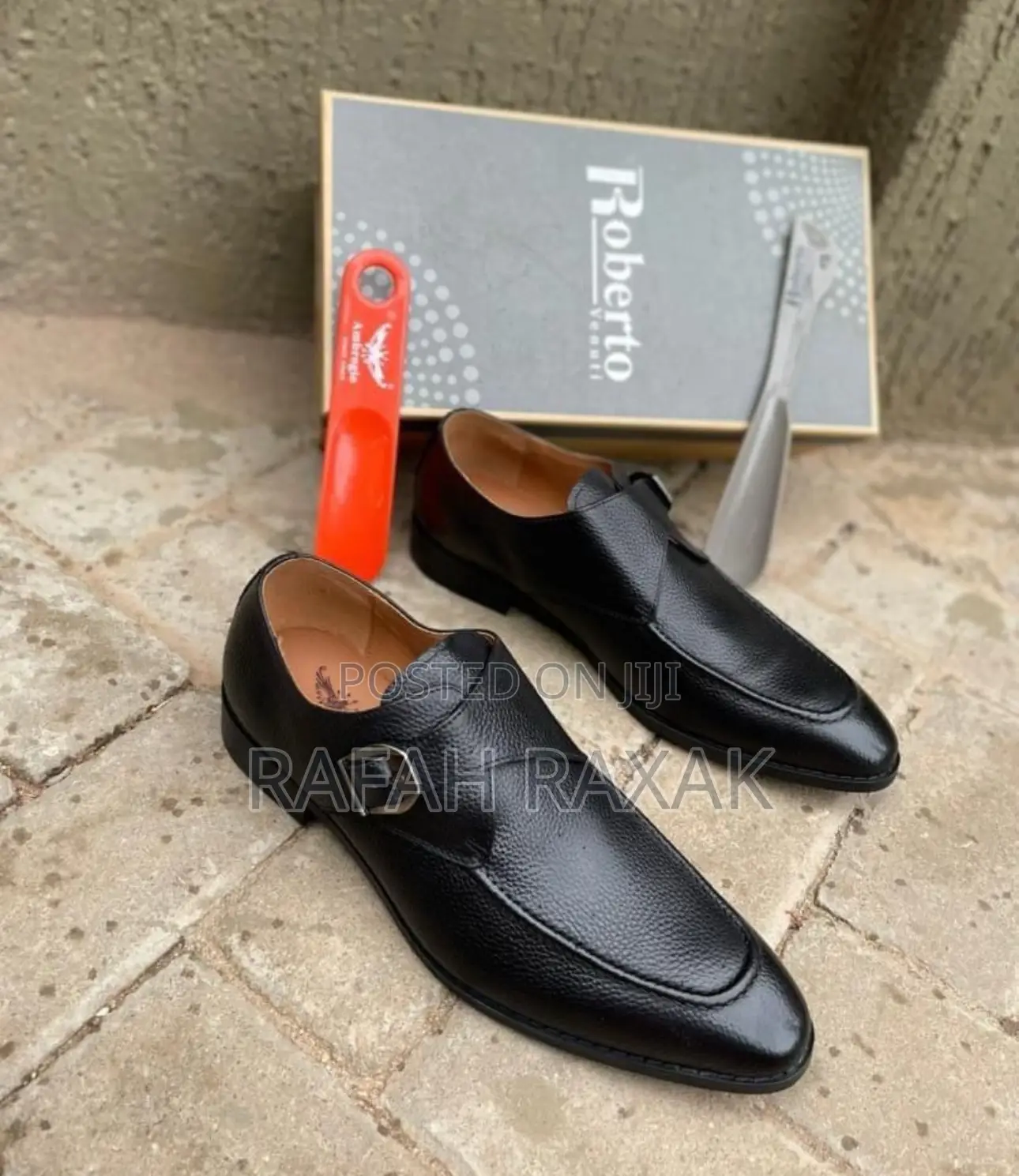 Men’S Black Ambrogio Single Strap Formal/Gentle Leather Shoe