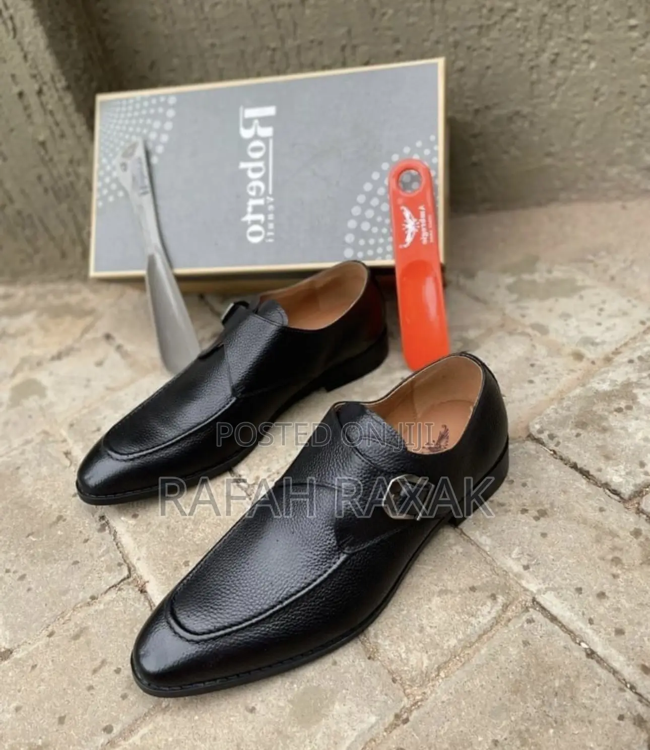 Men’S Black Ambrogio Single Strap Formal/Gentle Leather Shoe