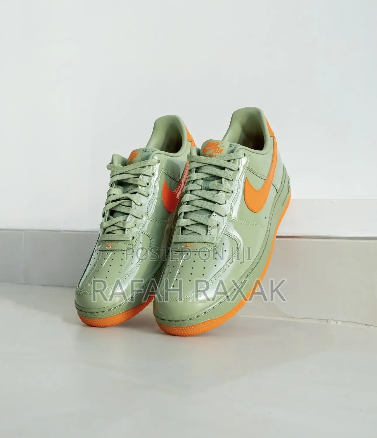 Nike Air Force 1 Low All Patent Oil Green Wet Putty Sneaker