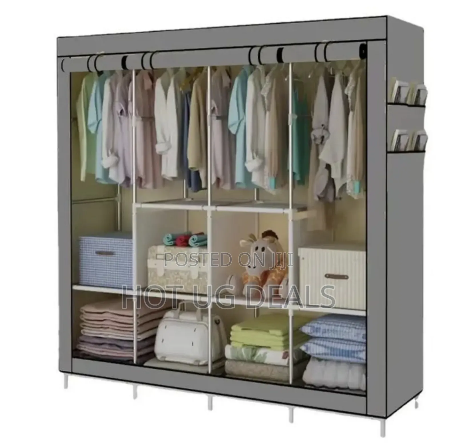 4 Columns Clothes Fabric Steel Frame Wadrobe  Organizer