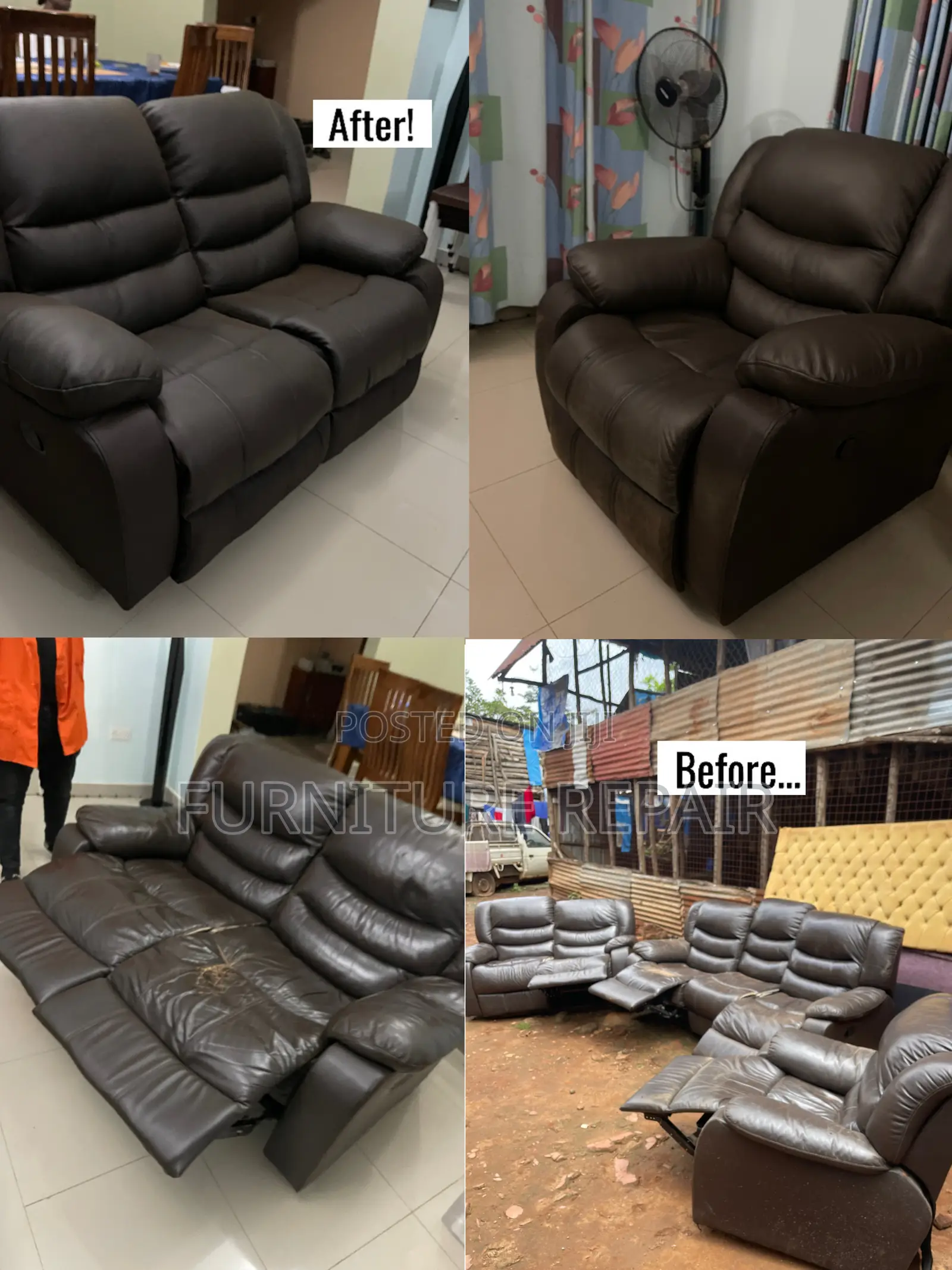Recliner Transformation of Old Pure Leather to New