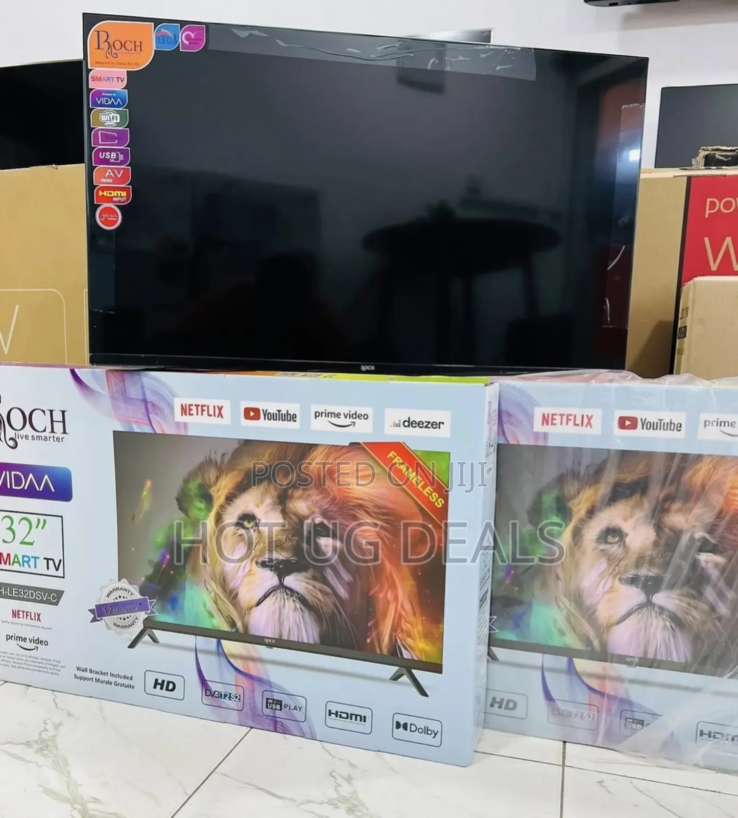 Roch 32 Inch Smart Android Frameless Hd Led Tv  With Netflix