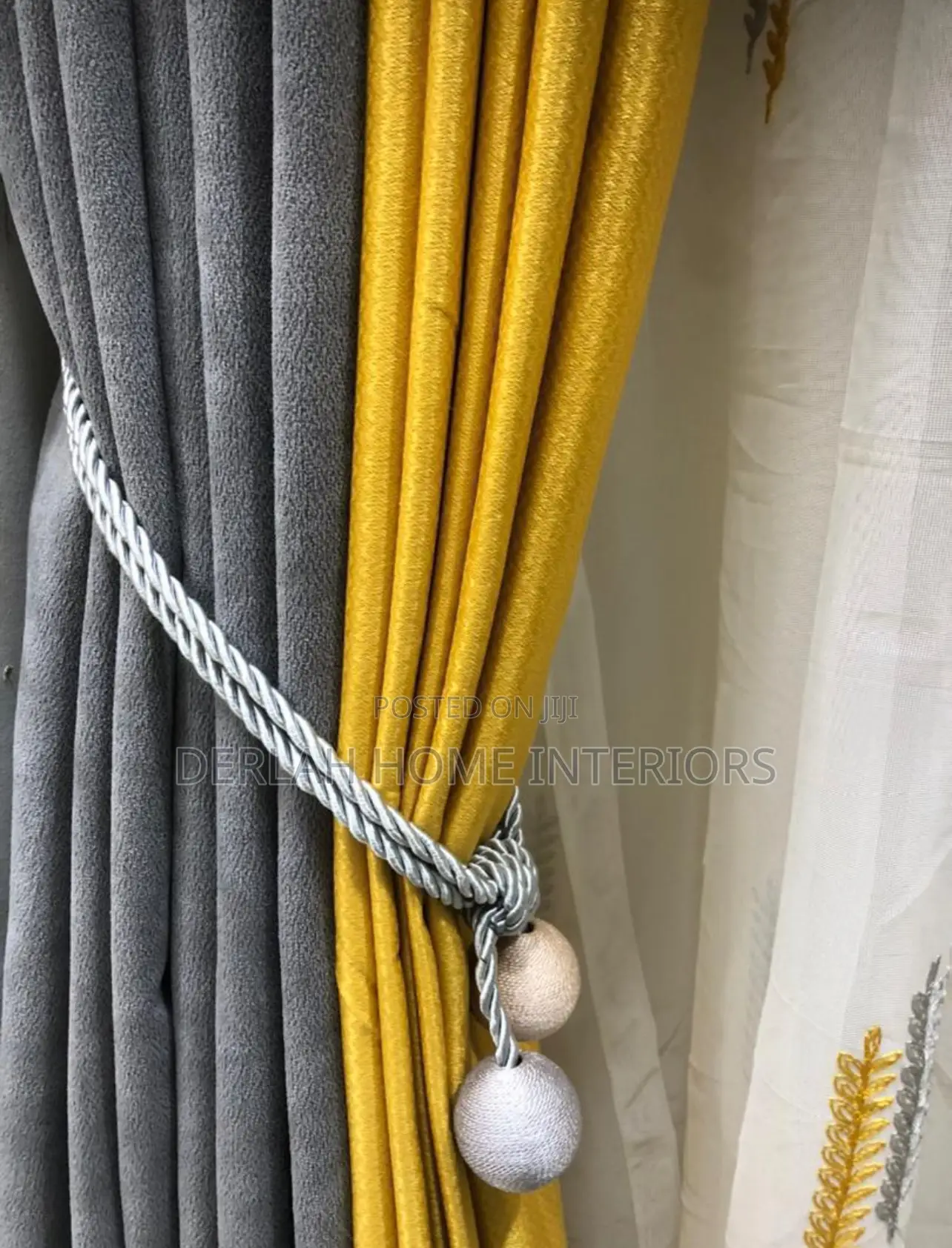 Mix and Match Curtain Per Meter(Grey and Yellow )