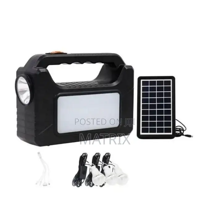 Mini Solar Lighting System With 4 Lights Solar Kit - Black