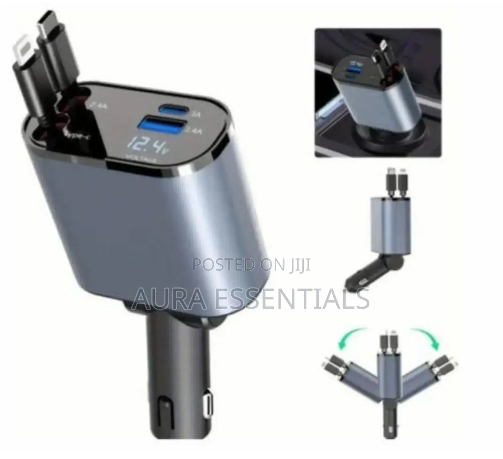 Generic 100w 4 in 1 Retractable Car Charger