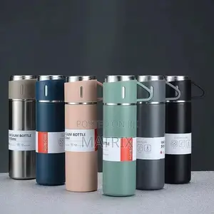 Thermos Bottle Set Stainless Steel Vacuum Flask Travel Peach