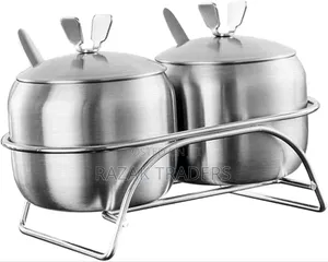 2pcs Seasoning Jars With Spoons Stainless Steel Spice Jars