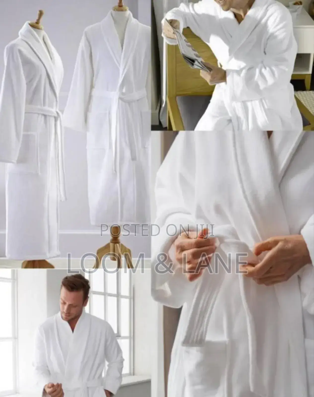 Unisex White Soft Bathrobes