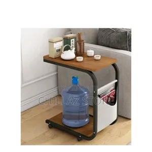 C Shaped Bedside Multipurpose Wooden Table.