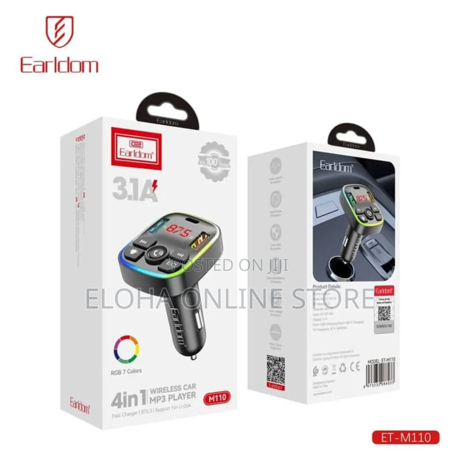 Earldom M110 4-in-1 Car Charger With Fm Transmitter