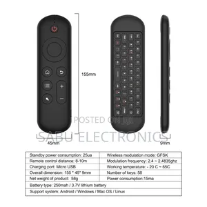Air Mouse and Keyboard Remote- TVS- Tv Stick - Tv Box- Black