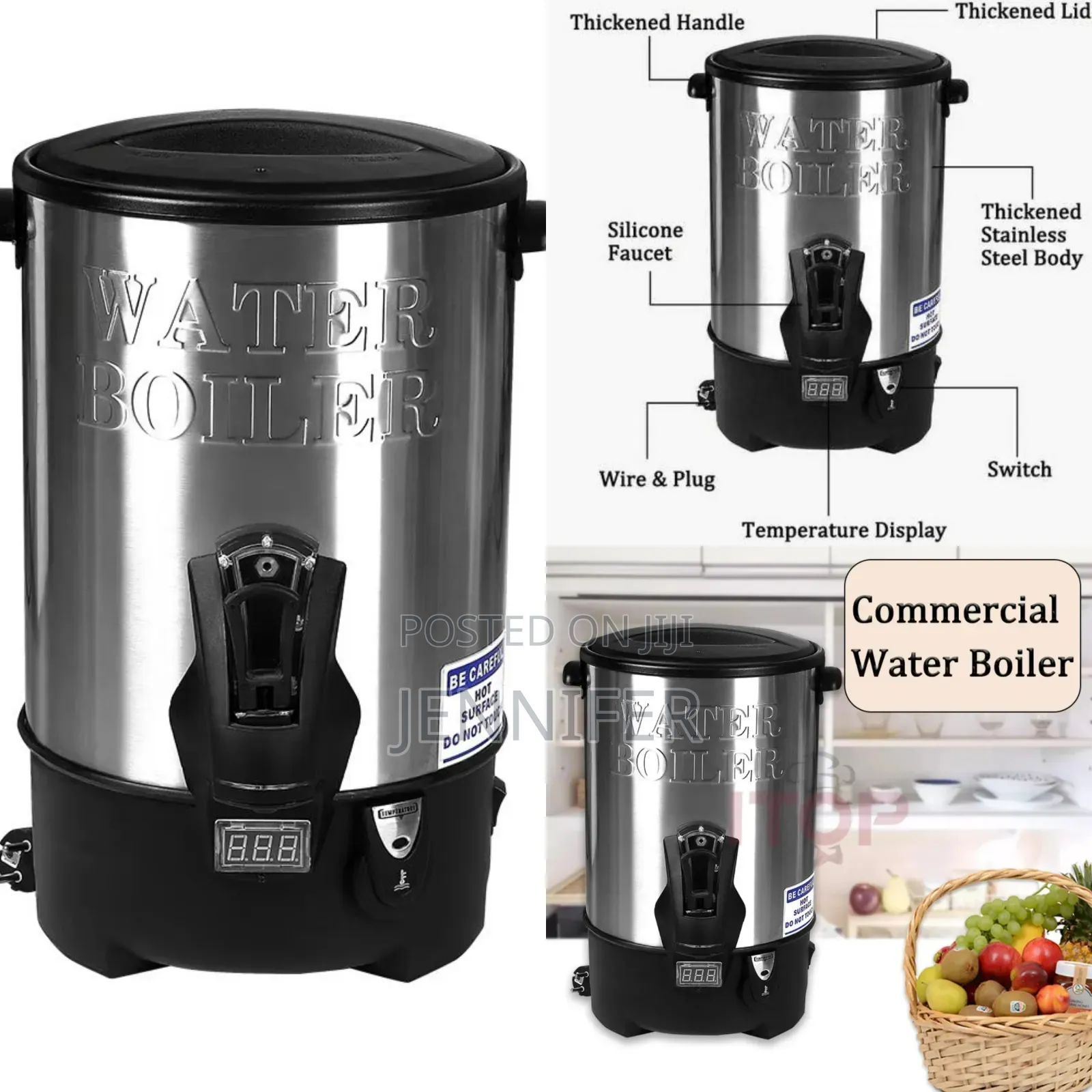 20l Commercial Hot Water Boiler Tea Warmer – Black Silver