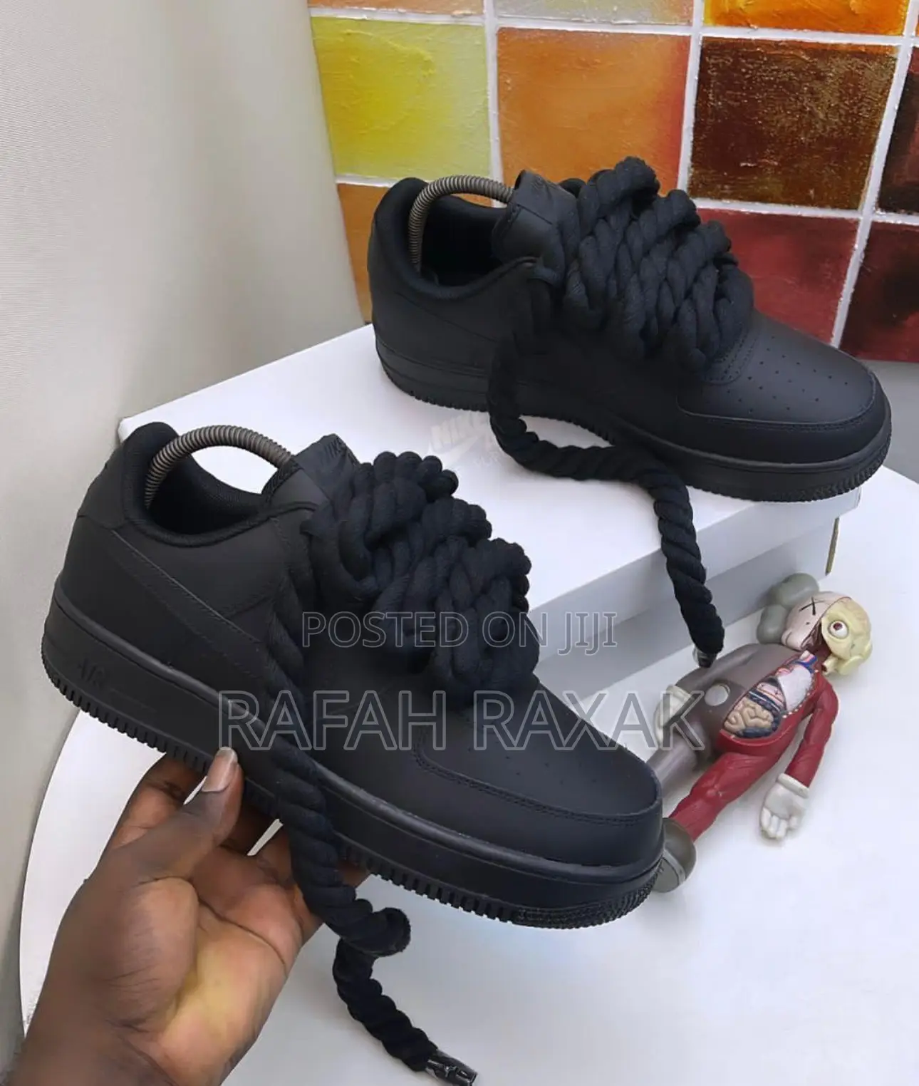 Original Black Air Force 1 Chunky/Big Laces Bandana Sneakers