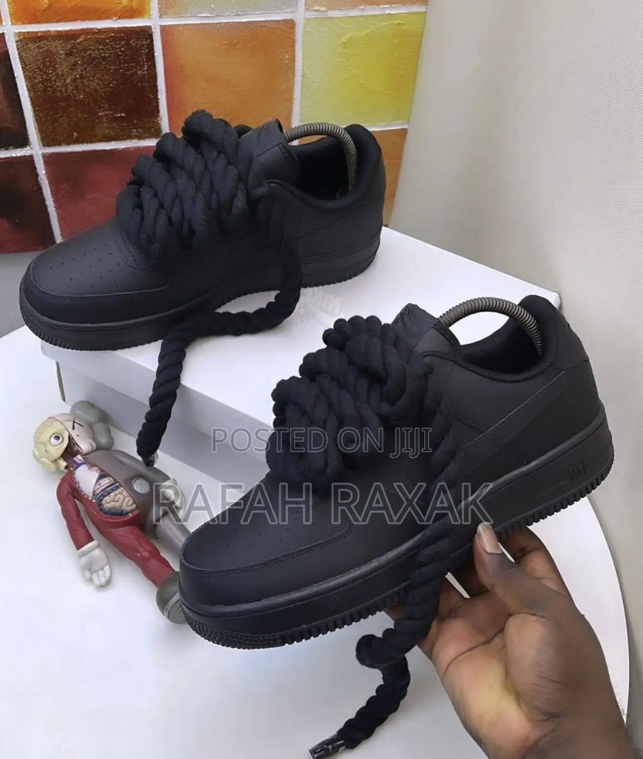 Original Black Air Force 1 Chunky/Big Laces Bandana Sneakers