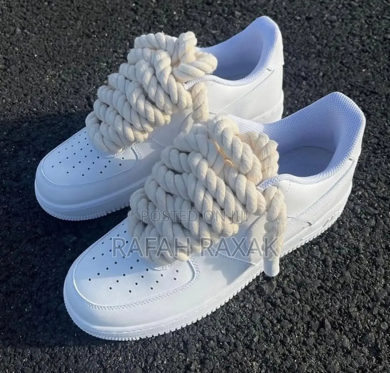 Snow White Nike Air Force 1 Low Big Laces Luxury Sneakers