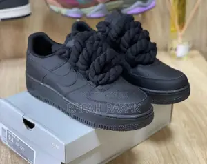 Black Nike Air Force 1 Low Big Lace Noir Mat Luxury Sneakers