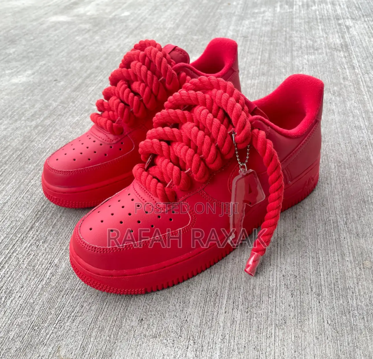 Red Nike Air Force 1 07 Low Big Lace Luxury Sneakers