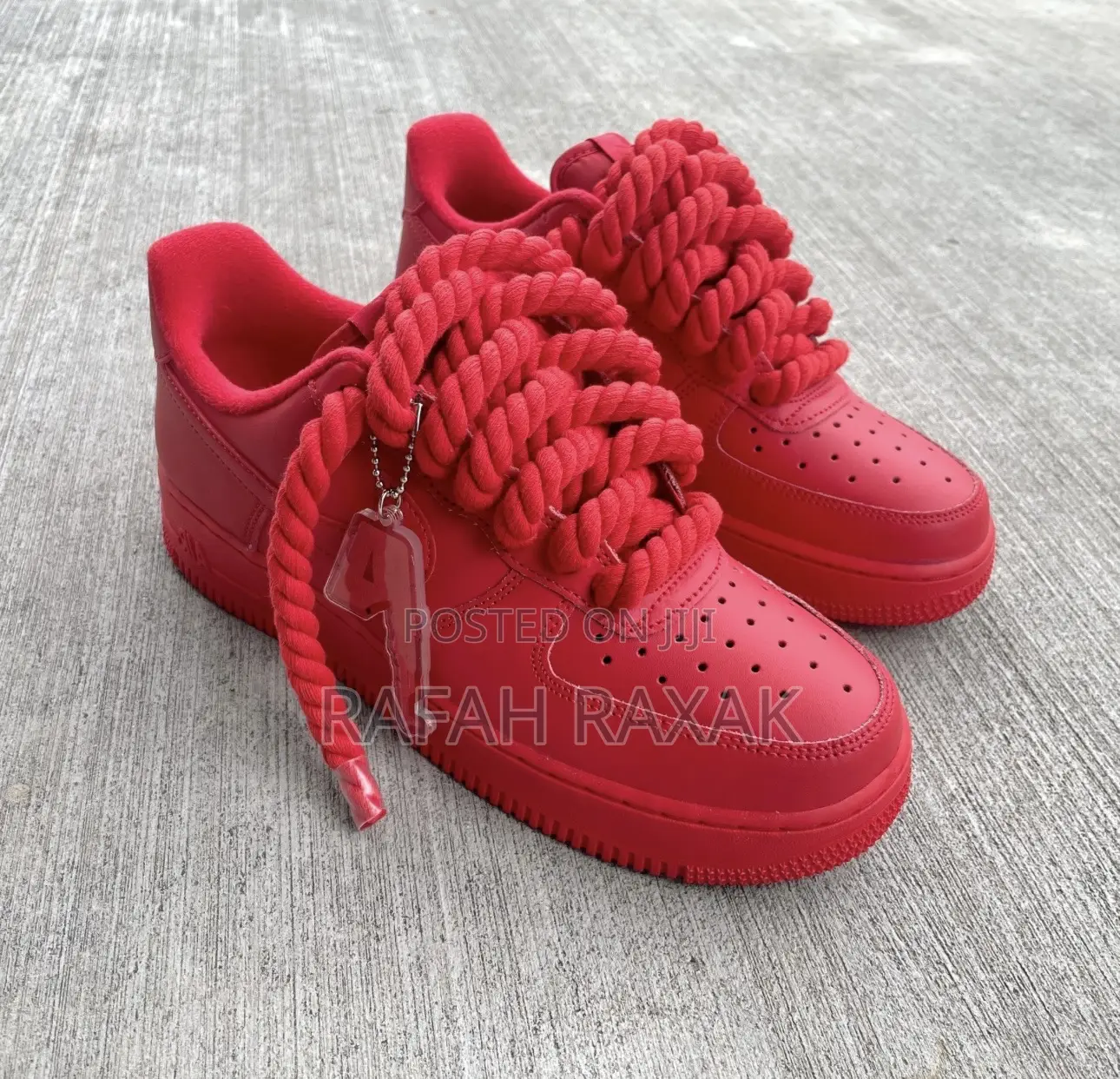 Red Nike Air Force 1 07 Low Big Lace Luxury Sneakers