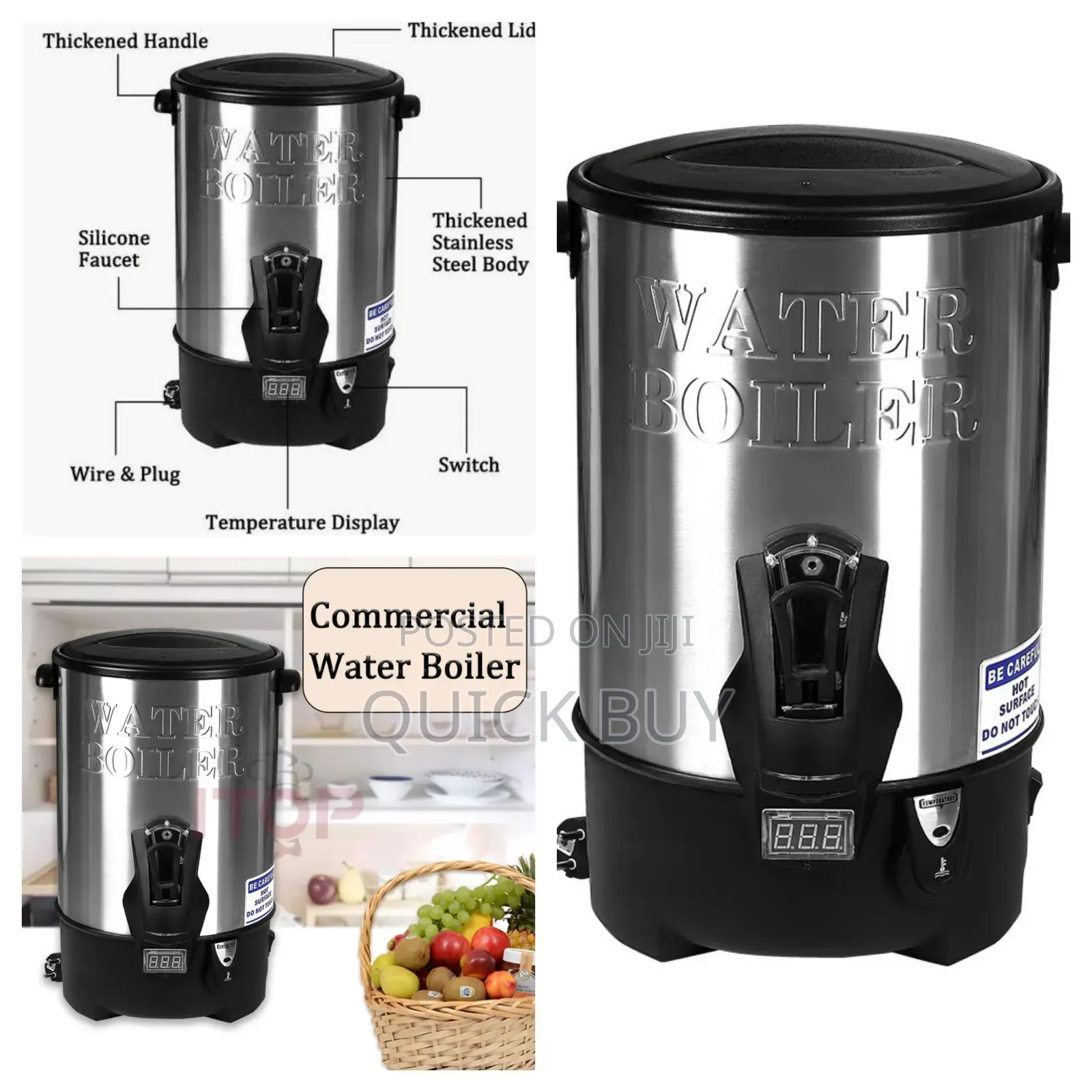 20l Commercial Hot Water Boiler Tea Warmer – Black Silver