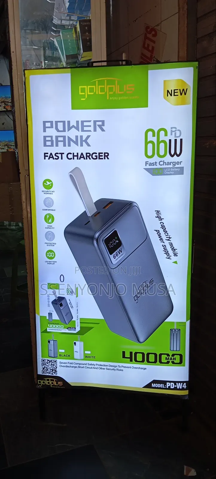 Goldplus 66w Pd Fast Charger Power Bank 40000mah - Type-C