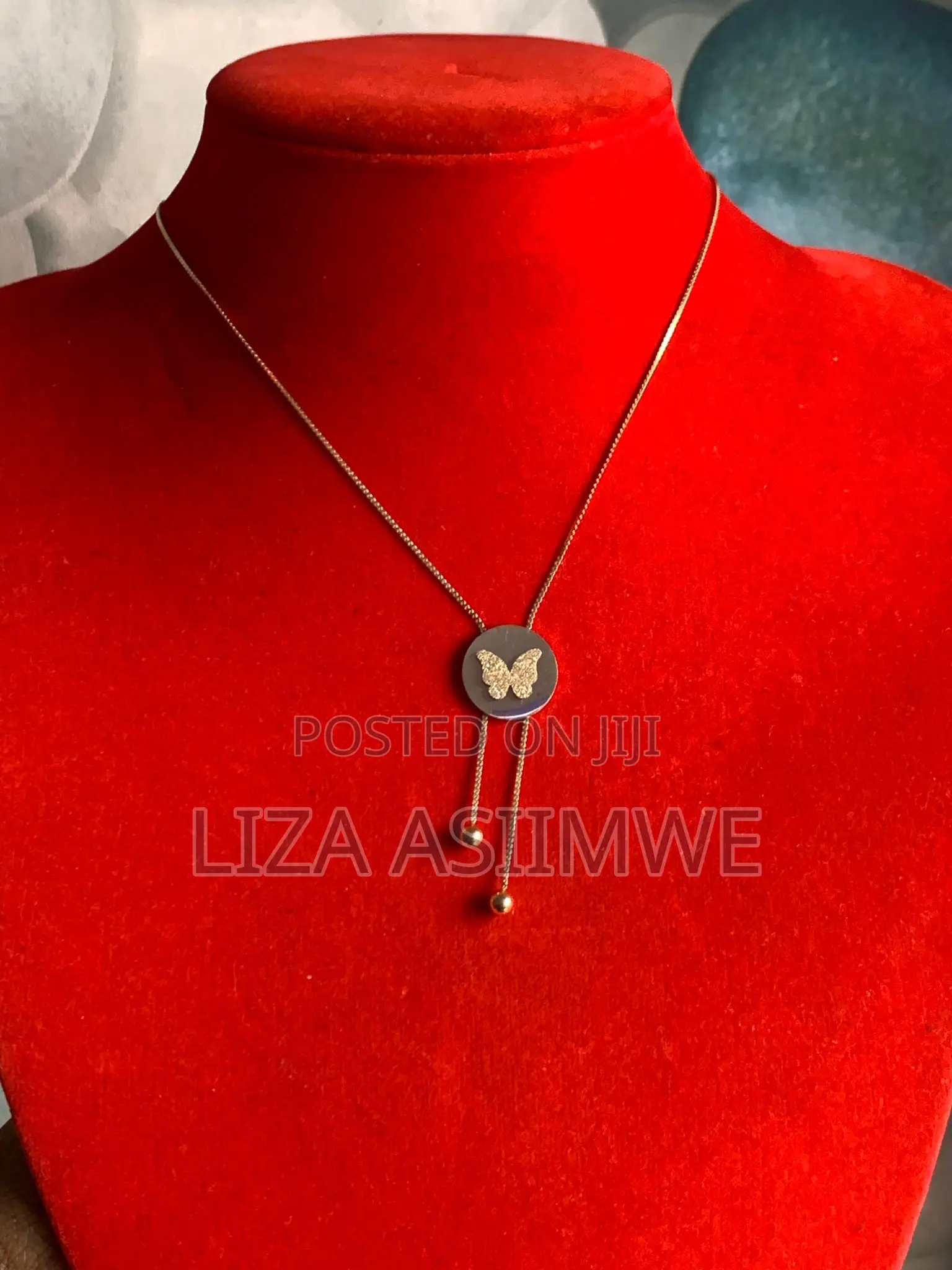 Round Butterfly Gold Necklace