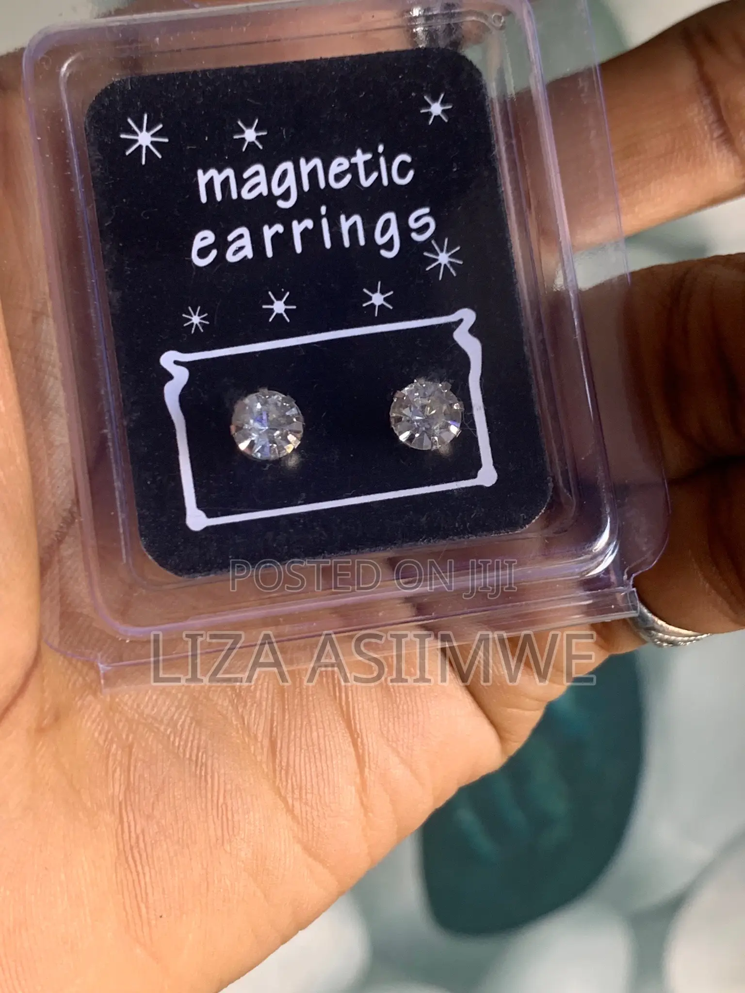 Iced Out Round Silver Magnetic Pins