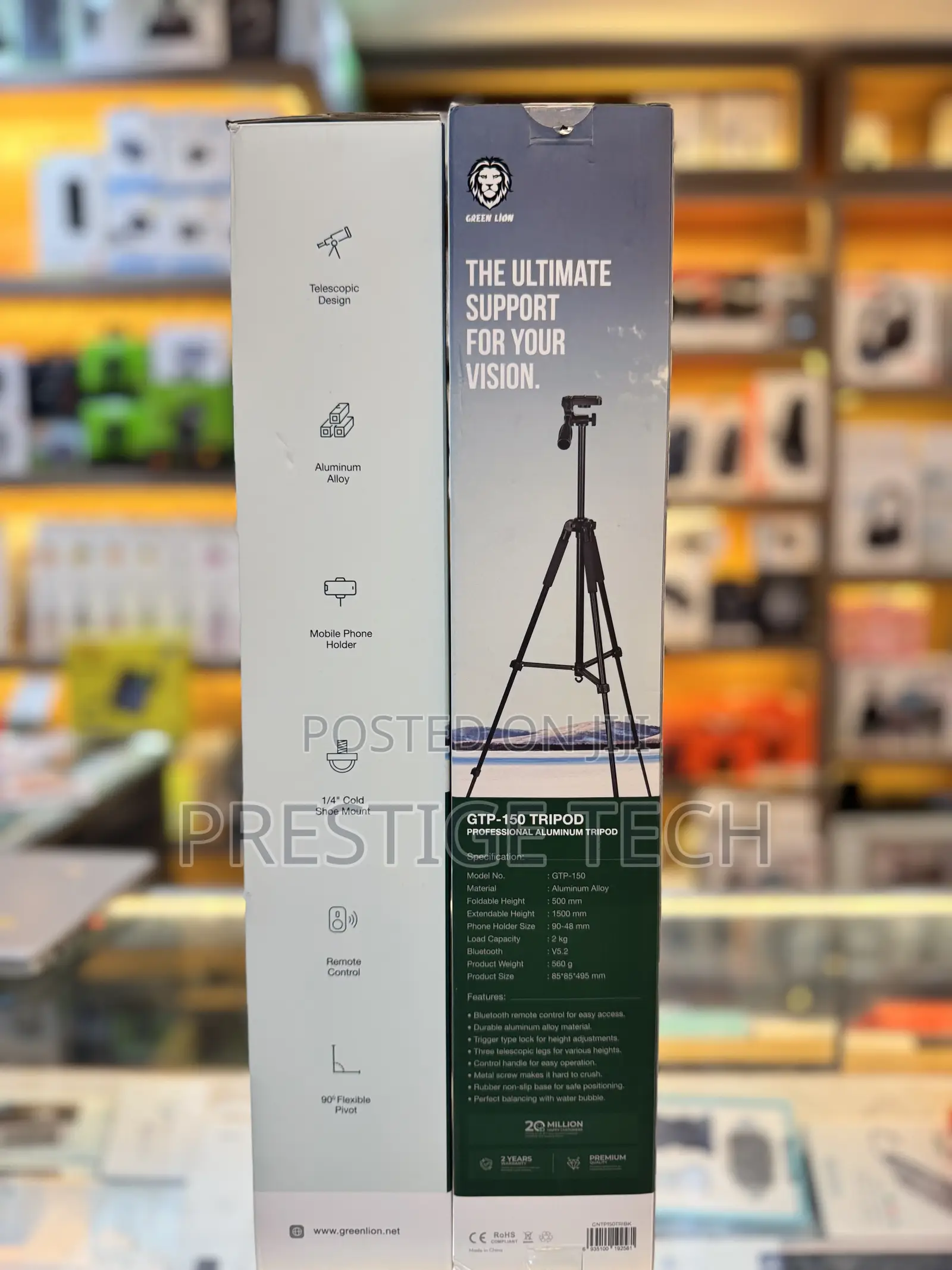 Green Lion Gtp 150 Professional Aluminum Tripod, 1.5m