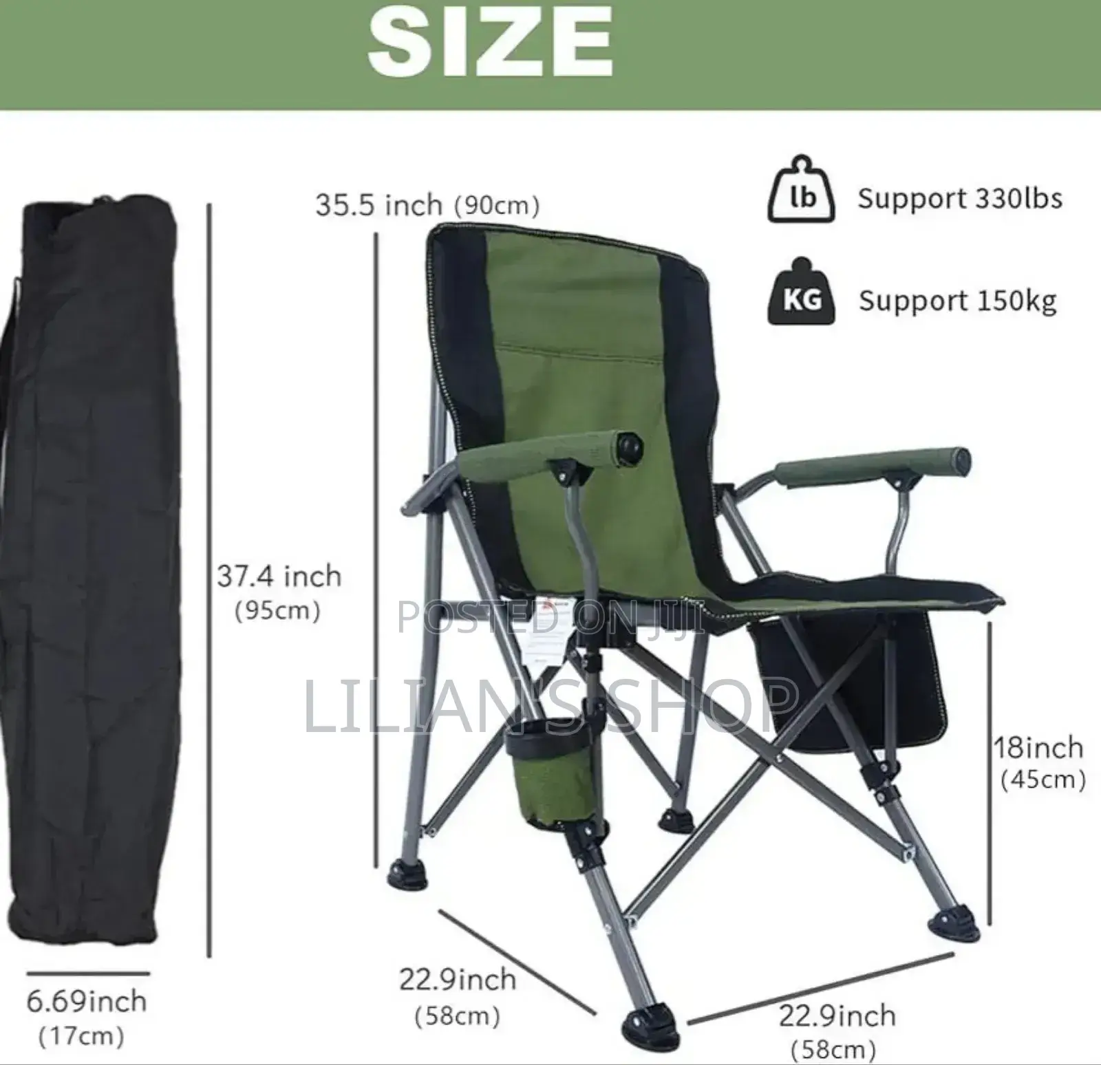 Wildout Portable Sturdy Folding Camping Chair Green