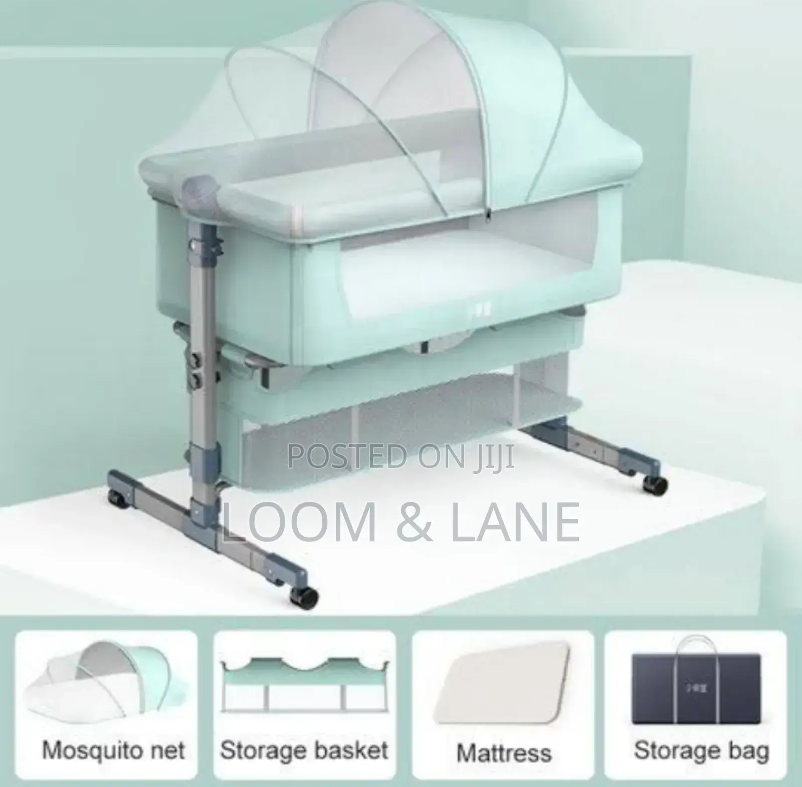 3 in 1 Adjustable Height Baby Bed With Storage Basket