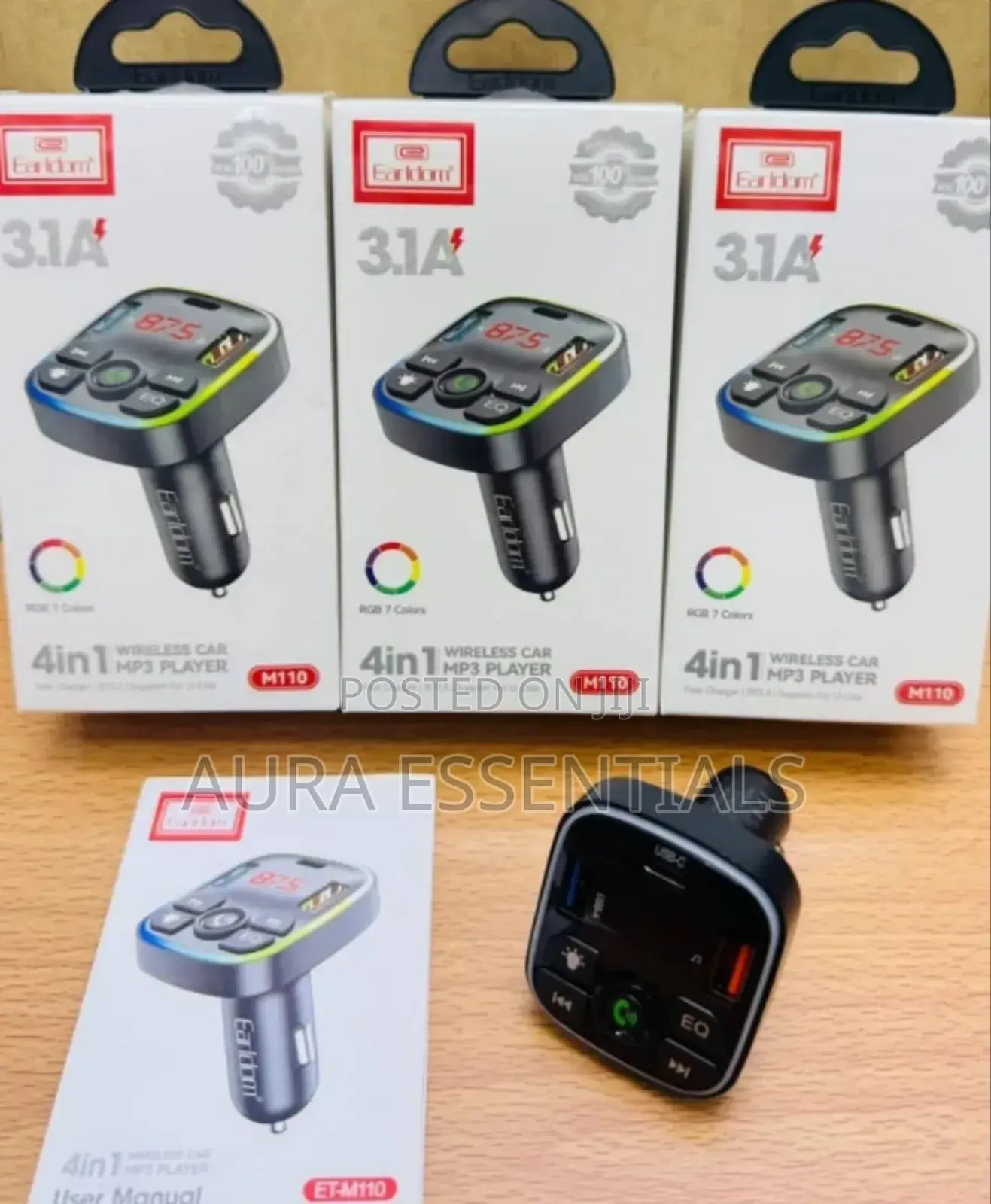 Earldom M110 4-in-1 Car Charger With Fm Transmitter