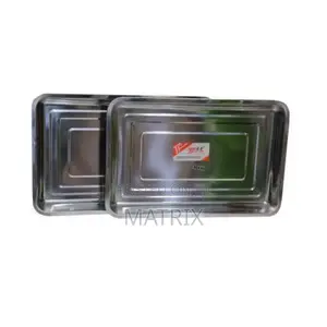 2 Stainless Steel Serving Trays - Big, Silver