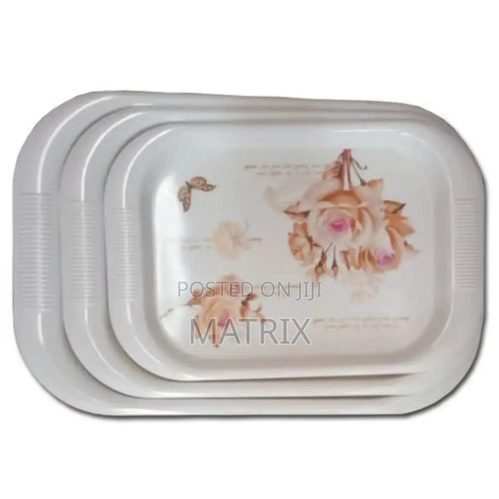 3 Floral Trays for Serving Food Drinks - Color May Vary