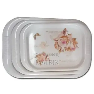 3 Floral Trays for Serving Food Drinks - Color May Vary