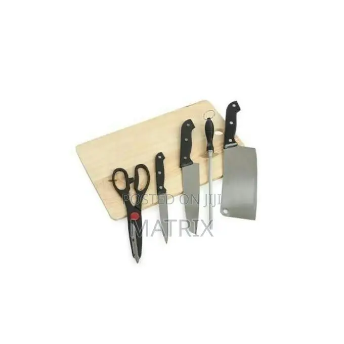 Pack Of Chopping Board And Set Of Kitchen Knives