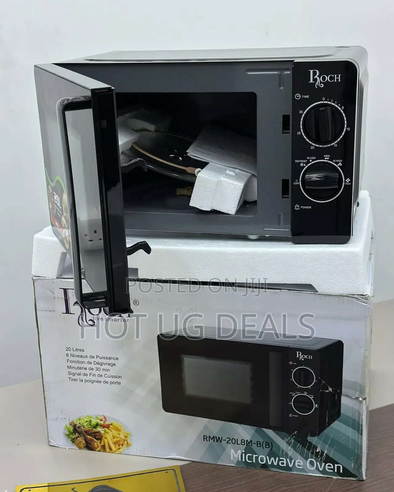 Roch 20l High Tech Mirror Door Microwave Oven - Black