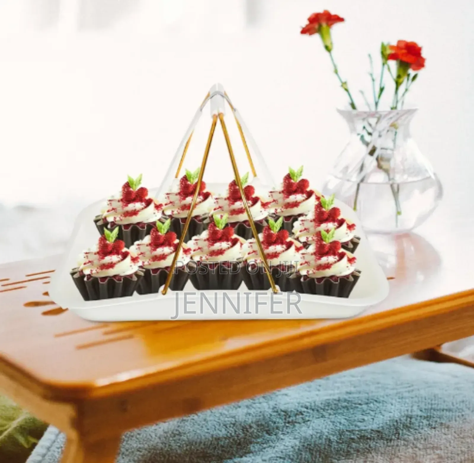 Plastic Tray With Metallic Golden Handle