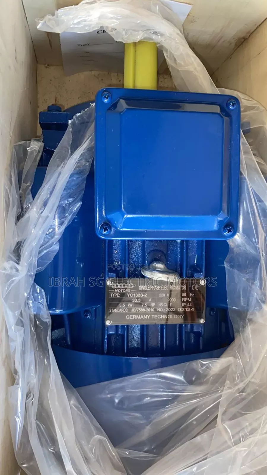 Single Phase 7.5hp 2900rpm Motor